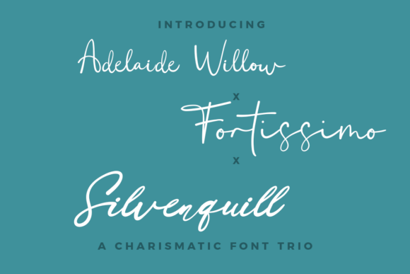 Adelaide Fortissimo Silverquill Trio: A Script Font Trio for Editorial Excellence